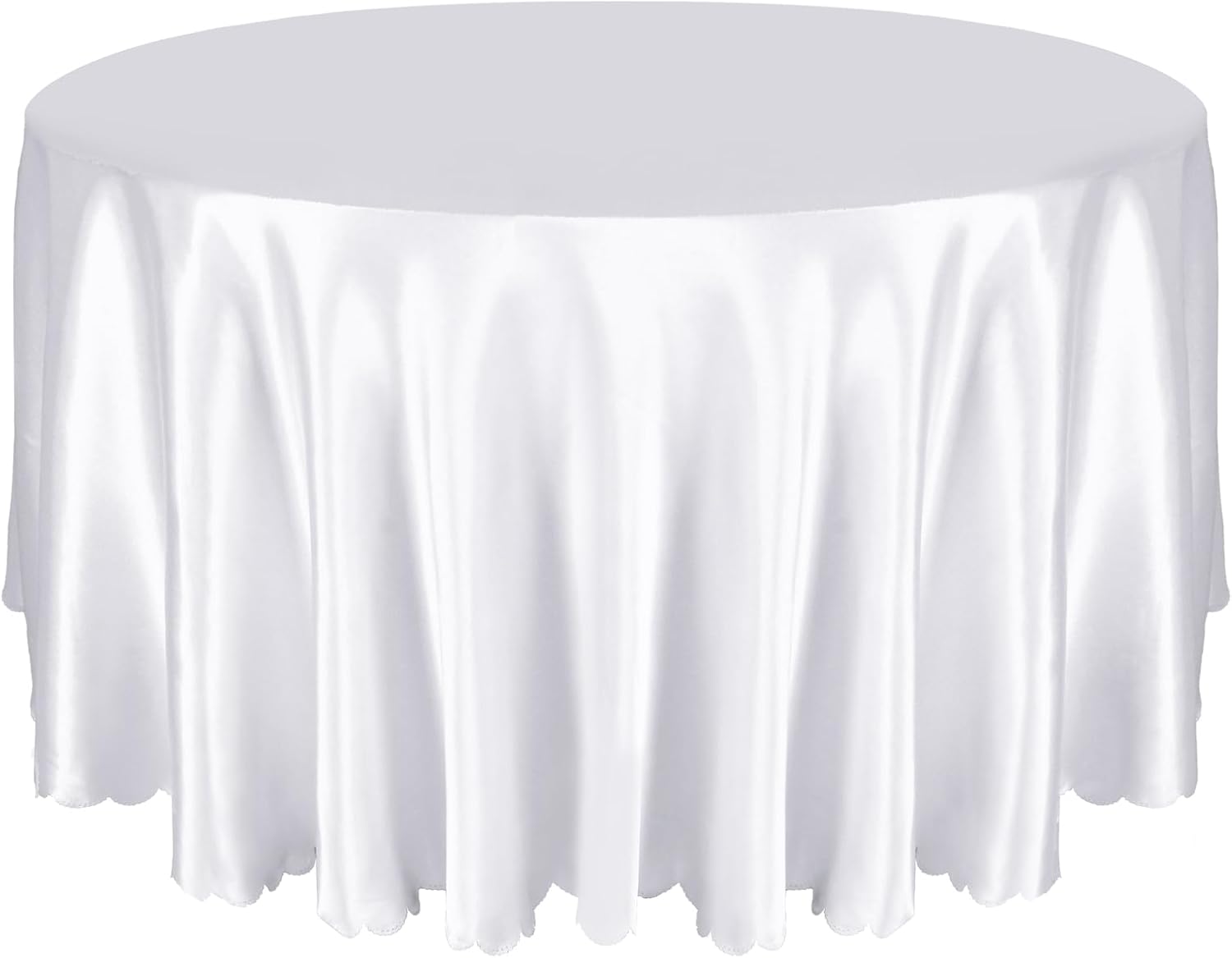 Entisn 1 Pack 90 Inch / 7.5 Ft Round Tablecloth, White Satin Table Cloth for 30-72 Inch Table, Overlay Bright Silky Satin Table Cover, Wrinkle Resistant Table Decoration for Wedding Banquet Party