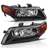 Projector Headlight Assembly for 2004 2005 Acura TSX with Turn Signal Corner Light, Black Housing Clear Reflector, One-Year Warranty (Passenger And Driver Side)