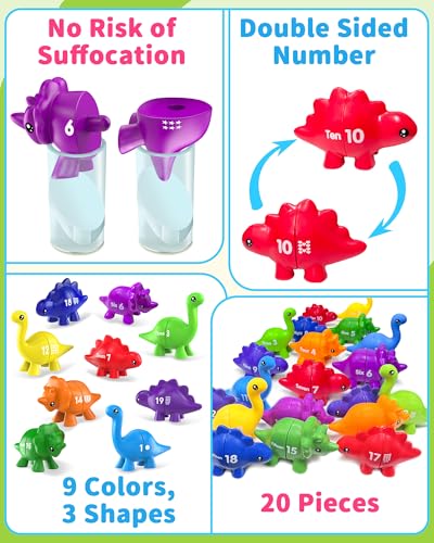 Image of Number Dinosaur Toys for Kids 3-5, Montessori Learning Toys for 3 Year Old