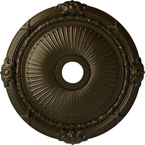 Ekena Millwork CM27HEGGS Heaton Ceiling Medallion 27 1/2"OD x 3 7/8"ID x 2 1/4"P (Fits Canopies up to 6 1/2") Hand-Painted Green Gold
