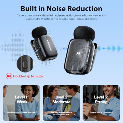 Image of Mini Wireless Lavalier Microphone for iPhone ipad Android, Noise Reduction and Mute, 33h Charging Case, Plug & Play, 131FT Range, Mini Lapel Mic for Video Recording, Vlogging, YouTube