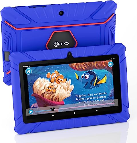 Contixo FBA-V8-2 DARK BLUE Kids Tablet V8, 7-Inch Hd, Ages 3-7, Toddler Tablet With Camera, Parental Control - Android 11, 16Gb, Wifi, Learning Tablet For Children, 50+ Disney Storybooks Apps And Kid-Proof Case cover