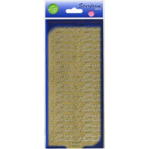 Elizabeth Craft Designs Merry Christmas Peel-Off Stickers, Gold