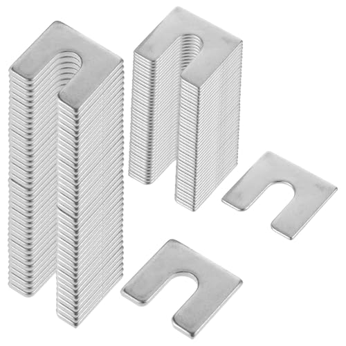 Image of 80 Pieces Auto Body and Fender Alignment Shim, Automotive Alignment Shim Assortment Kit with 1 /16 inch & 1 /8 inch Thick, 3 /8 inch Slot Opening Shims, 1 /4 inch Wide, Silver