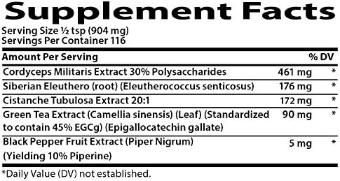 ATP, Mitochondria Energy Boost | Cistanche, Cordyceps, Siberian Eleuthero, Green Tea Extract | by Primal Herb | Includes Bamboo Spoon - 116 Servings!