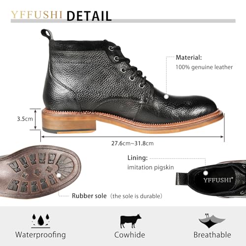 YFFUSHI Men's Oxfords Dress Boots Genuine Leather Lace Up Casual Formal Chukka Ankle Boots4