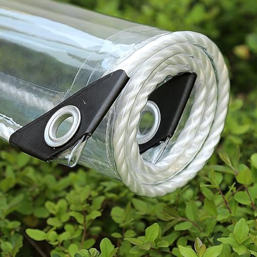 Bâche Imperméable en PVC Transparent avec œIllets, 0.5mm PVC Bâche De Protection, Bâche avec Oeillets pour Terrasse Pergola Serre.(2x2m)