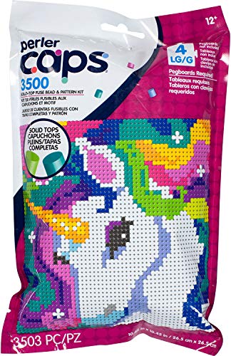 Perler 80-11146 Solid-Top Cap Perler Beads Unicorn Pattern Kit, 3505pcs