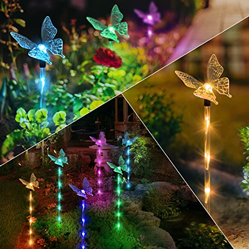 Set Of 6 Butterfly Solar Outdoor Lights, Garden Decorations Lights Solar Powered Pathway Lights Outdoor Waterproof Butterfly Ornaments For Yard, Patio Plant Pot, Flower Bed, Home Decoration (8 Mode) #TOP1