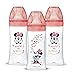 Lot de 3 Biberons Anti-Colique Initiation+, Minnie, 330ml, +6 Mois, Tétine Ronde, Débit 3