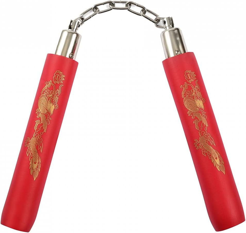 Playwell Childrens 8 Inch Foam Nunchucks With Chain All Red Amazon