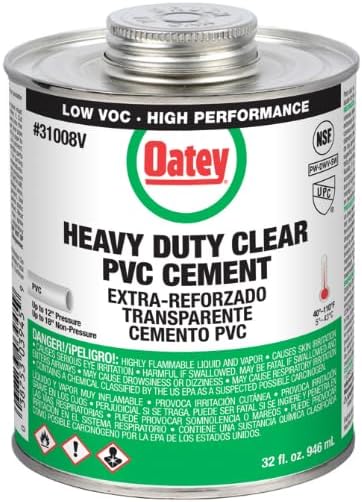 Oatey 31008 32-oz. Clear Heavy-Bodied PVC Pipe Cement - Quantity 12