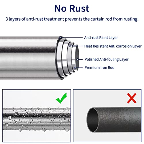 Ynl Shower Curtain Rod Tension- No Drill, Never Rust, Non-Slip Spring Tension Rods For Bathroom, 30-48 Inches, Closet Rod Stainless Steel, Brushed Nickel #TOP4