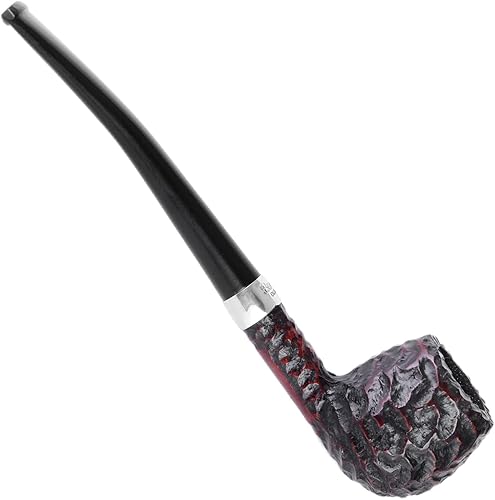 Miniatura 6 de Peterson Pipes Junior Rusticated Canted Apple - Diseño vintage de pipa inglesa, pipa de tabaco pequeña hecha a mano, pipa de madera clásica de brezo