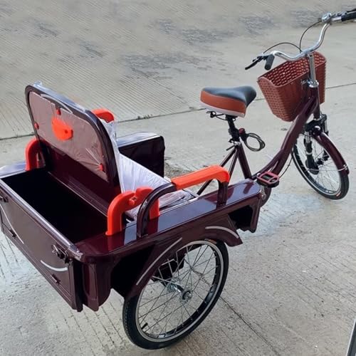 Triciclo para adultos y ancianos con cabina grande, triciclo de carga de uso dual de 20 pulgadas, triciclo tándem con asiento doble, triciclo cruiser de 3 ruedas con horquilla amortiguadora y frenos sensibles miniatura 3