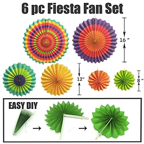 Emuya Mexican Fiesta Party Decorations – Cinco De Mayo - 6 Paper Fans, 5 Flowers Pom Poms, Papel Picado, Pennants Garland, Pdf Games - Taco Bout Tuesday, Birthday, Engagement Supplies #TOP5