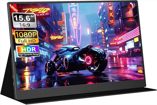 Image of Portable Monitor 15.6 inch FHD 1080P IPS /HDR, USB-C /HDMI Second External Monitor for Laptop, Desktop, MacBook, Phones, Tablet, PS5 /4, Xbox, Switch, Ultra-Slim Built-in Speaker with Smart Cover