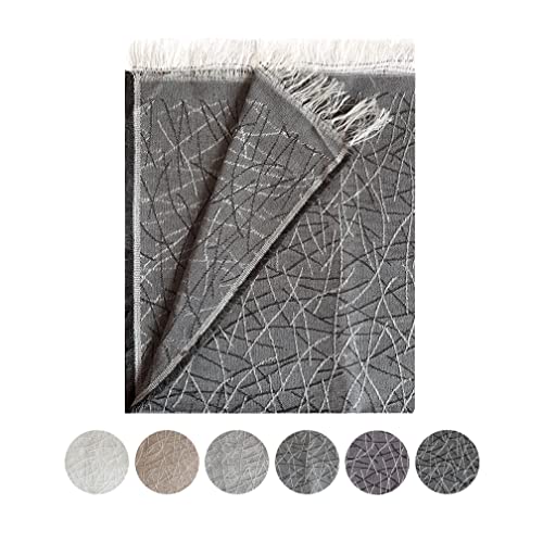 GFD - Colcha Multiusos Lagos para Sofá y Cama Algodón Poliéster, Manta Foulard Moderna Práctica y Suave, Plaid para Cama Verano, Cubrecama, Cubre sofá Grupo Fomento Directo (Gris, 230 x 290) Cover