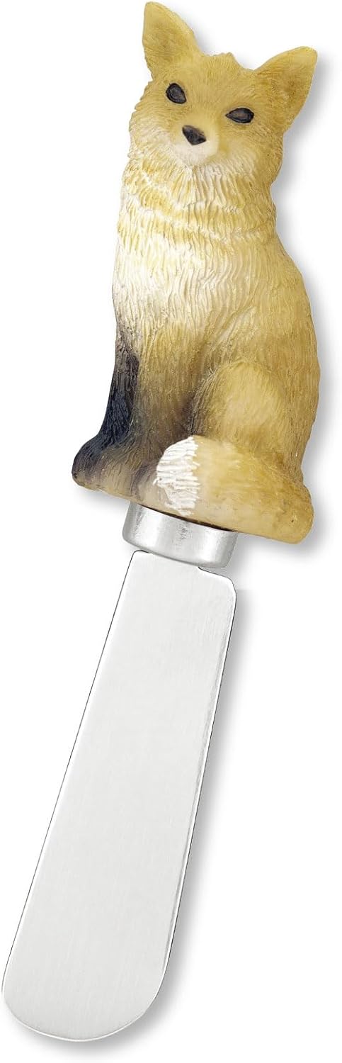 Supreme Housewares Fox Cheese Spreaders, Hand-Painted Resin Handles with Stainless Steel Blades for Spreading Cream Cheese, Butter, Jam, or Sandwich, Assorted Colors, Set of 4