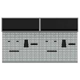 Ordellia Zestaw 6 szafek na narzędzia, stal malowana proszkowo, możliwość montażu na ścianie, 200 x 25 x 115 cm, z płytkami perforowanymi, metalowymi półkami, do warsztatu, garażu, wnętrza, nośność 80