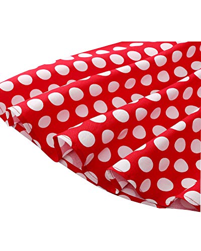 Hanpceirs Women's Boatneck Sleeveless Swing Vintage 1950s Cocktail Dress Red White Dot M - Thumbnail 4