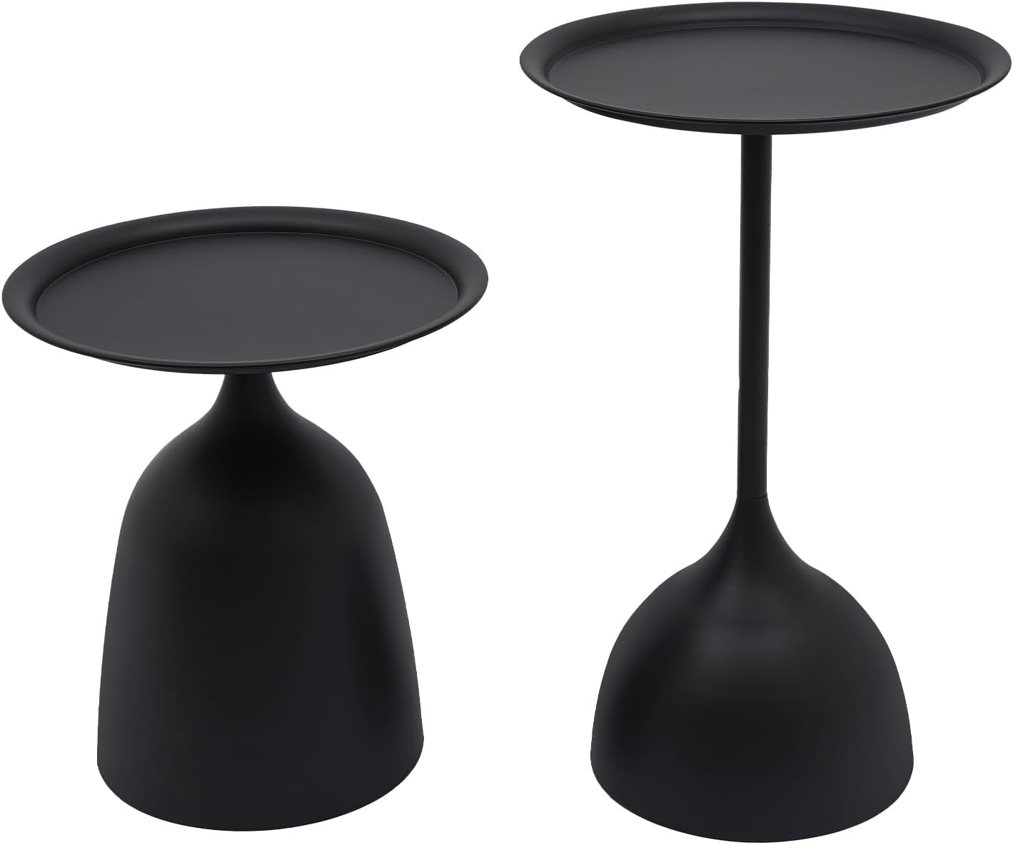 2 Round Side Tables Side Tables Nesting Tables Round Side Table Set End Table Set Modern Table Bedside Set Livingroom Table Sofa Console Table Pedestal Tables Coffee Tables (Matte Black)