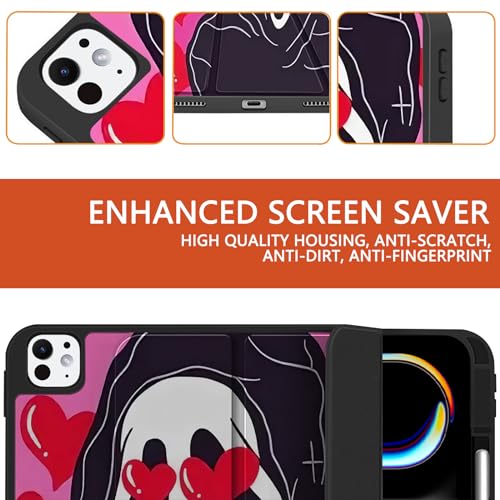 Cabreche Compatible with iPad Pro 13 Inch Case (M5/M4) 2025/2024 with Pencil Holder TPU Back Case Auto Sleep/Wake Cover for Girls Women Men Cute Preppy Cool-Heart Skull Skeleton by Cabreche - Image 5