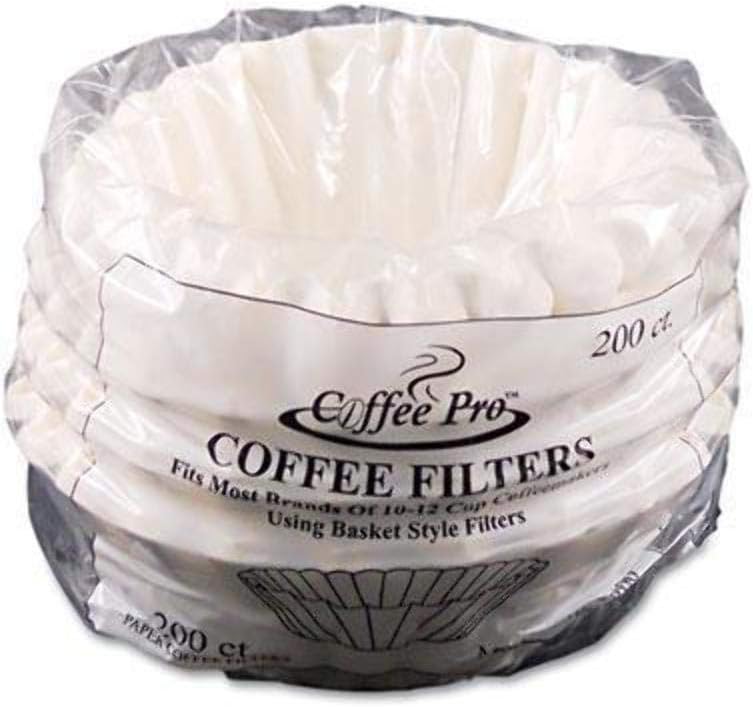 Coffee Pro CPF200 Coffee Filters, 12 Cup Coffeemaker, 200/PK, White Disposable