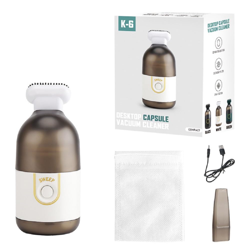 NALACAL Mini Desk Vacuum Cleaner, Portable Cordless Keyboard Vacuum Cleaner, Rechargeable Handheld Desk Vacuum for Cleaning Dust, Hair, Crumbs, Eraser Scrap, Cigarette Ash, White