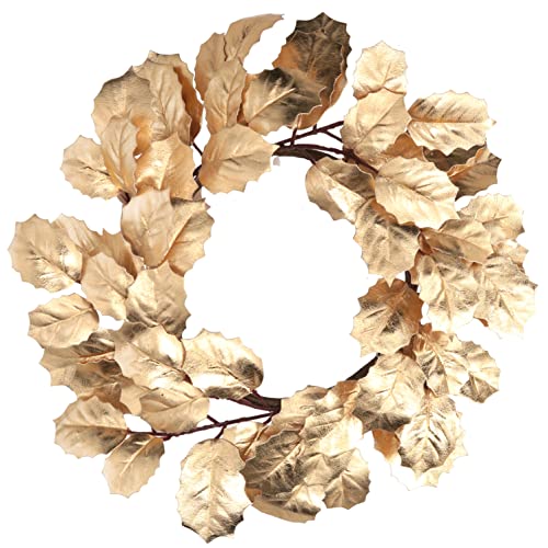 Vacchetti Giuseppe Decoración Corona de Hojas Doradas de Navidad de plástico de 30 cm de Ancho, 6327560000 Cover
