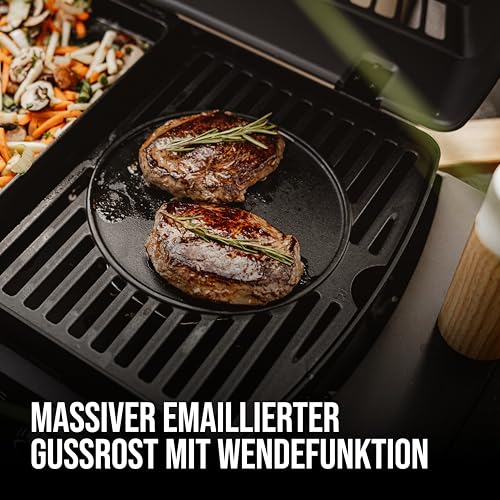 Enders plinski roštilj Urban II, stolni roštilj, funkcija roštiljanja, kuhanja i pečenja, 2 plamenika od nehrđajućeg čelika, s grill termometrom, balkon, roštilj za kampiranje, kućište od lijevanog aluminija, rešetka od lijevanog željeza #2070