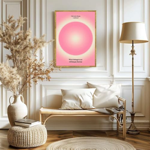 Framed Canvas Wall Art Pink Aura Gradient Motivational Quote Poster Art Print Paintings Pictures Aesthetic Trendy Wall Decor for Living Room Bedroom Dorm Apartment Office Decor (Framed,24W X36L) - Image 6