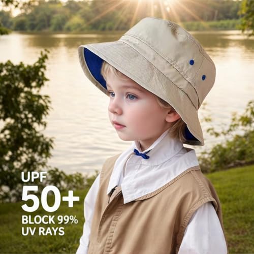 UPF50+ Baby Sun Hat | Unisex Toddler Bucket Hat w/Adj. Chin Strap | Mesh/Fold/Light | Quick-Dry Beach/Travel (3M-5T)2