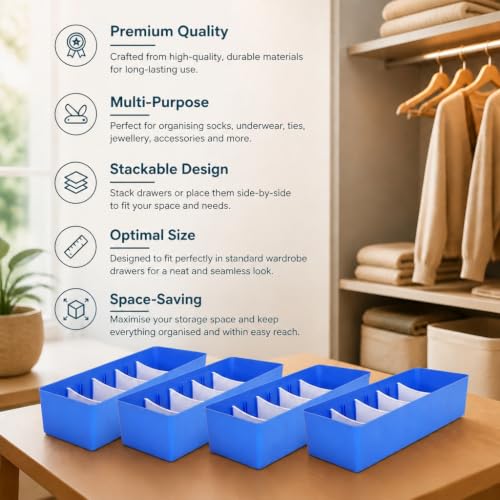 Image of Cutting EDGE Stackable Storage Drawer Organiser, Set of 4 (Blue)