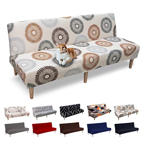 Lydevo Funda de Sofá sin Brazos Funda para Sofá Cama Ajustables Elástica Antideslizante Cubierto Protector de Sofa Cama sin Reposabrazos Plegable Clic Clac Futon Sofá Protector,Flor de Sol