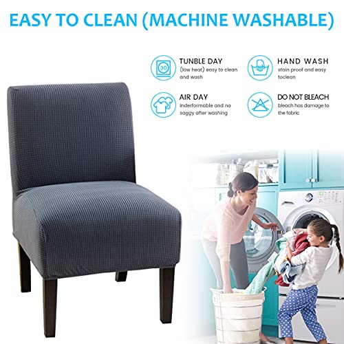 Okyuk Armless Chair Slipcover Stretch Water-Repellent Accent Chair Cover Removable Washable Chair Covers For Living Room Furniture Protector Slipper Chair Slipcover (Grey Blue) #TOP5