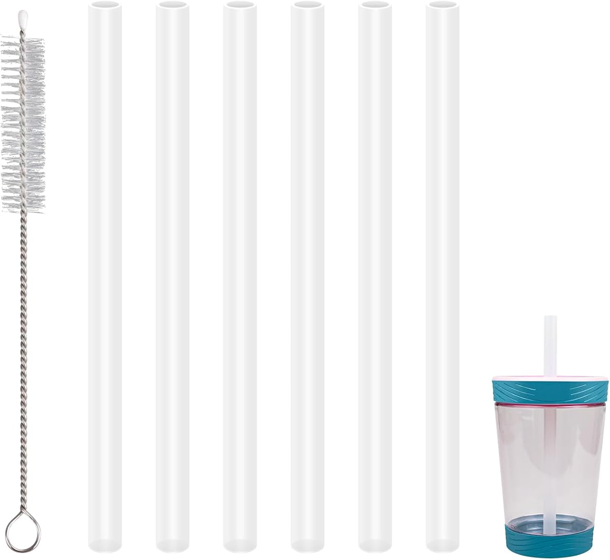Replacement Straws Compatible With Contigo Spill-Proof 14oz Tumbler,6 Pack with 1 Brush (White)