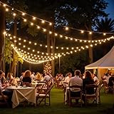 Velooke 65FT Solar String Lights Outdoor W/Remote Control,USB Charging Backyard LED Patio Lights,30 Shatterproof G40 Globe Bulbs,Auto On/Off,Waterproof,2000mA Battry Hanging Garden Decor for Outside