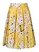 Choies Women's Yellow Sakura Print High Waist Pleated Skater Skirt