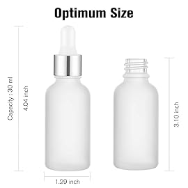 PrettyCare Glass Dropper Bottles Set of 99, 1oz (30ml) Frosted Empty Thick Bottles Bulk with Leakproof Silver Caps - With Labels & Funnels for for Storage, Travel,Essential Oils, DIY Serums