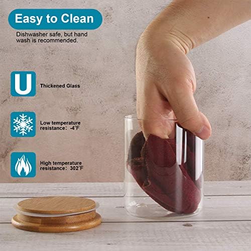Glass Storage Jars with Bamboo Wood Lids,500ML /17.6oz Glass Air Tight Kitchen Food Cereal Containers for Storage, Canister Set Ideal for Flour, Sugar, Coffee, Candy, Spice Jars