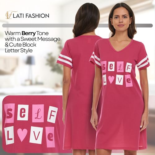 Lati Fashion 3 Pack Nightgowns For Women Soft Cotton Short Sleeve Sleepshirt Casual Sleepwear Nightdress Size S-3X4