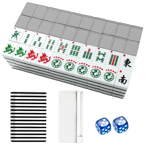 Set de Mahjong Americano con 166 Fichas de Acrílico y Bolsa miniatura 1
