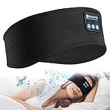 Sleep Headphones Bluetooth Headband, Soft Sleeping Bluetooth 5.0 Wireless Music Sport Headbands Eye Mask Long Time Play Sleeping Headsets with Built -in Speakers for Workout, Running, Yoga,Air Travel