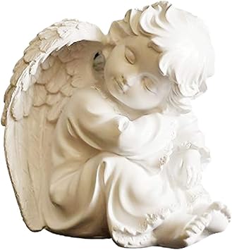 Angel Statue Resin Angel Figurine Fairy Figurine Resin Angel Statue Angel Sculpture Memorial Statue Model for Desktop Garden Decoration - White 2