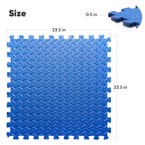Image of 36 Pack 144 sqft Home Gym Mat, Puzzle Exercise Mat, EVA Interlocking Foam Floor Tiles for Home Workout Equipment and Kids' Play Areas -, 24 in x 24 in x in, Blue 36 Tiles