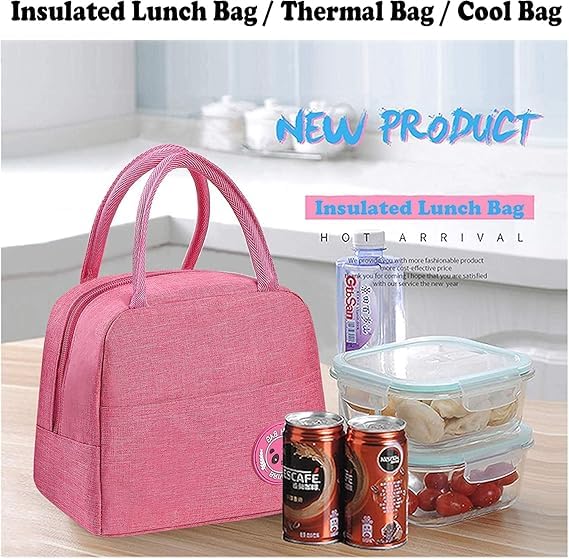 Image of Lunch Bag for Office Women Tiffin Box Bag Lunch Bag Thermal Insulated Waterproof and Reusable Lunch Bag for Men Women Office, School and Travel (Purple, Solid)
