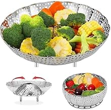 Taulix Steamer Basket Folding Expandable Steamers to Fits Various Size Pot Vegetable Steamer Basket (Silver)