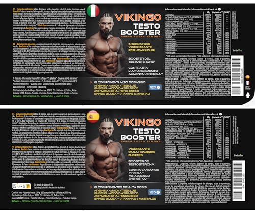 Miniatura 6 de Testosterona Masculina, Masa Muscular, Vikingo 120 Testosterona Booster Estimulante Suplemento Energético Masculino Con Maca, Tribulus, Ashwagandha, Arginina, Ginkgo Biloba, Fenogreco, Vitaminas Y Min