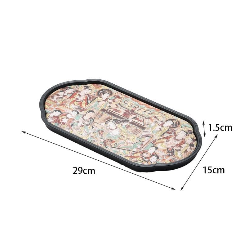 Bandeja para Servir Estilo Chino, Bandeja Rectangular de Burbujas secas, Ligera, de Lujo, para café, Joyas, Tazas de Agua, Bandeja artística para té, bandejas para Comer en el Regazo (D)